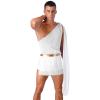 YEAHDOR Mens Toga Greek God Costume Mythology One Shoulder Slit Skirt Grecian Toga Halloween Fancy Dress Up Short White 3X-Large view 2