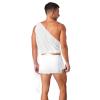 YEAHDOR Mens Toga Greek God Costume Mythology One Shoulder Slit Skirt Grecian Toga Halloween Fancy Dress Up Short White 3X-Large view 4