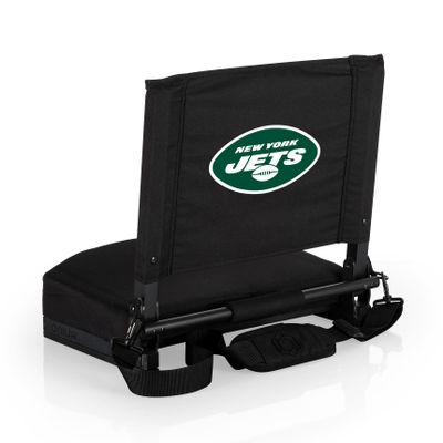Picnic TIME NFL New York Jets Gridiron Stadium Seat, Lightweight, Portable Folding Chair for Bleachers and Benches, (Black)