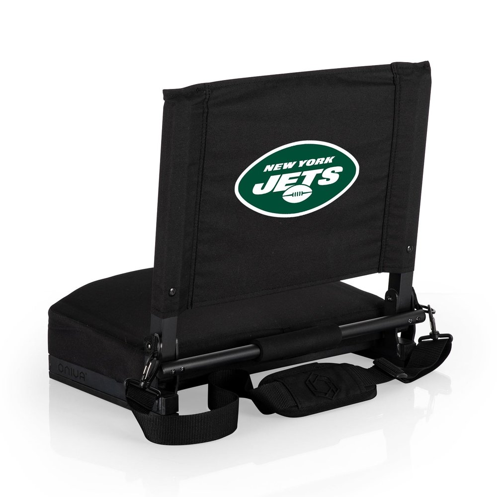 Picnic TIME NFL New York Jets Gridiron Stadium Seat, Lightweight, Portable Folding Chair for Bleachers and Benches, (Black)