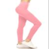 Leggings Depot Women's 3" Waistband Yoga High Waisted Solid Leggings Pants (Full Length, Pink, X-Large) view 1