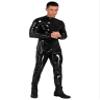 Lejafay Latex Men's Patent Leather Jumpsuits Wet Look Liquid Stretchy Tights Bodysuit Costume Long Sleeve Black E XX-Large view 2