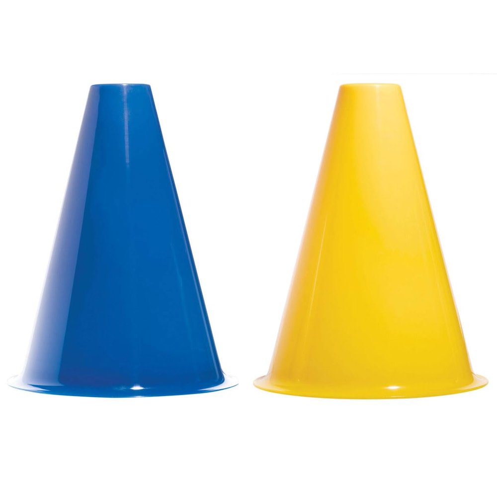 Anderson's Premium Blue and Yellow 8" Megaphones Noisemakers Boost School Spirit Cheerleader Sports Football Basketball Homecoming Squad Team Party Dance Club Parade Competition Fan Pack of 20