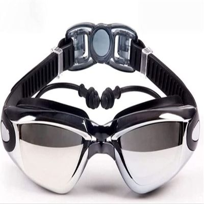 CAFFIA Swimming Goggles Connected to Earplug,No Leaking Anti Fog Lens Swimming Glasses for Adult Women Men and Youth