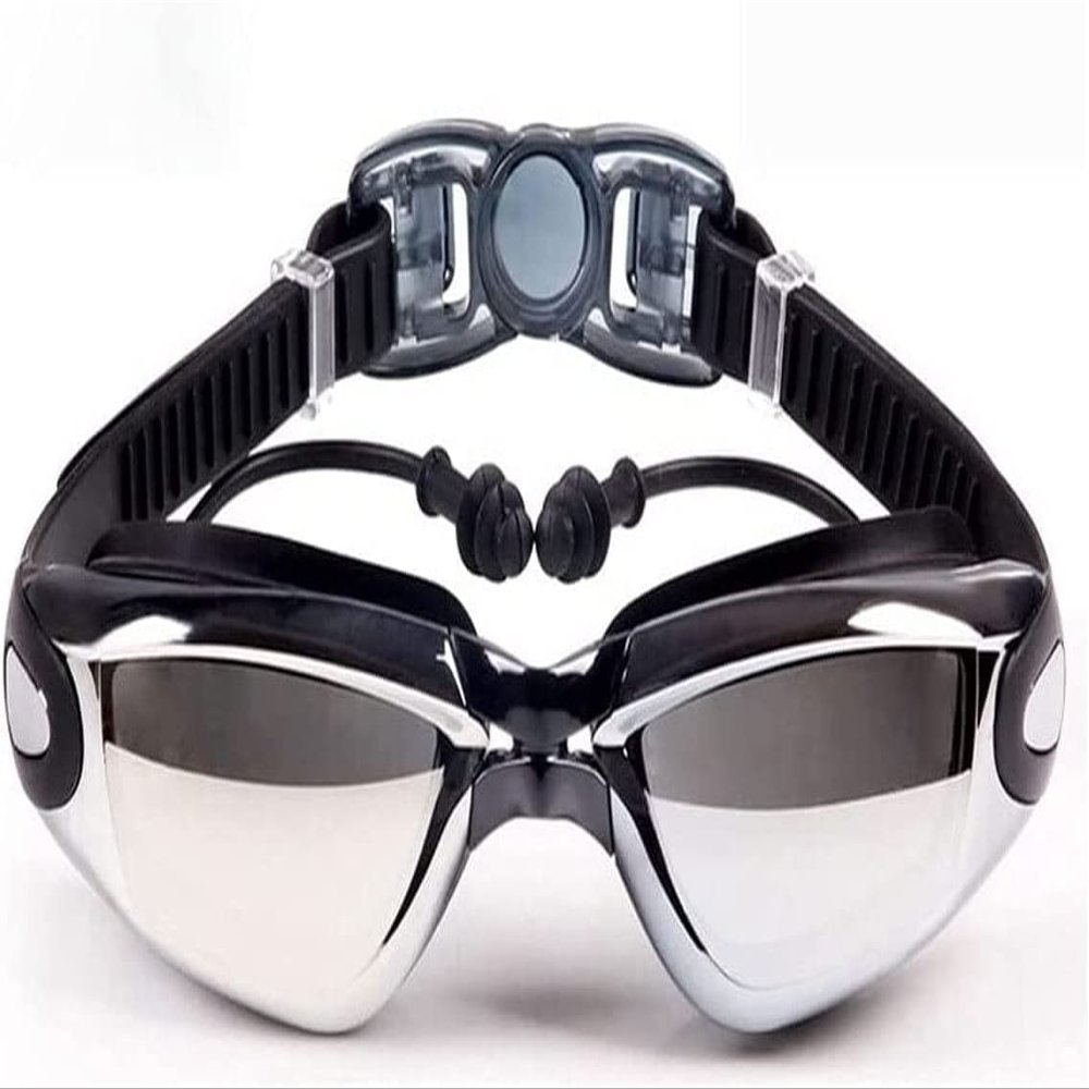 CAFFIA Swimming Goggles Connected to Earplug,No Leaking Anti Fog Lens Swimming Glasses for Adult Women Men and Youth