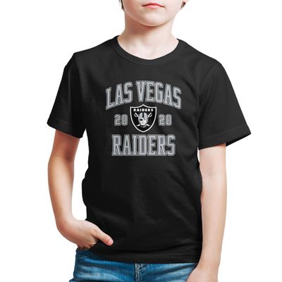 Hybrid Sports NFL - Las Vegas Raiders - Established - Boys and Girls Short Sleeve Fan Shirt - Size Medium - Las Vegas Raiders - Black