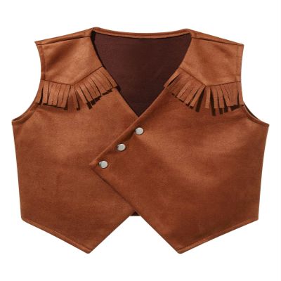 Moggemol Kids Cowboys Cowgirls Wild West Cosplay Fancy Dress-up Waistcoat Suede Tassel Vest Outwear Jacket Type+D 4 Years