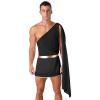 YEAHDOR Mens Toga Greek God Costume Mythology One Shoulder Slit Skirt Grecian Toga Halloween Fancy Dress Up Short Black Medium view 1