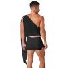 YEAHDOR Mens Toga Greek God Costume Mythology One Shoulder Slit Skirt Grecian Toga Halloween Fancy Dress Up Short Black Medium view 2