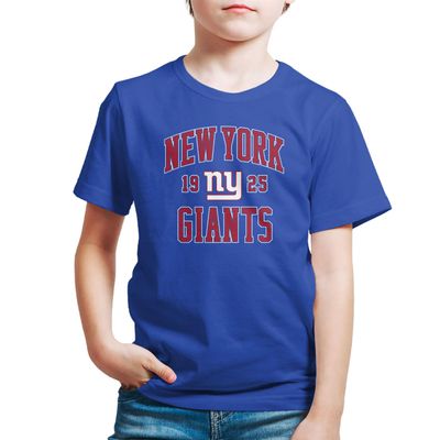 Hybrid Sports NFL - New York Giants - Established - Boys and Girls Short Sleeve Fan Shirt - Size Small - New York Giants - Royal Blue