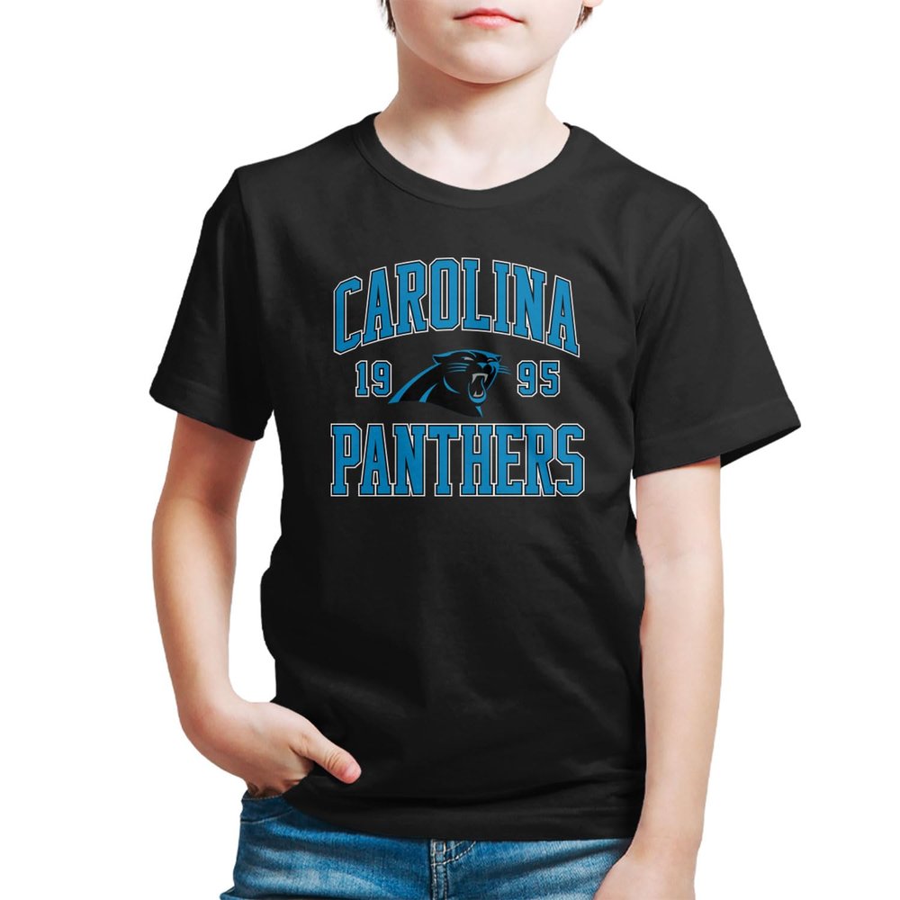 Hybrid Sports NFL - Carolina Panthers - Established - Boys and Girls Short Sleeve Fan Shirt - Size Medium - Carolina Panthers - Black