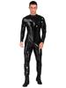 Lejafay Latex Men's Patent Leather Jumpsuits Wet Look Liquid Stretchy Tights Bodysuit Costume Long Sleeve Black E 4X-Large view 1