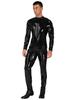Lejafay Latex Men's Patent Leather Jumpsuits Wet Look Liquid Stretchy Tights Bodysuit Costume Long Sleeve Black E 4X-Large view 3