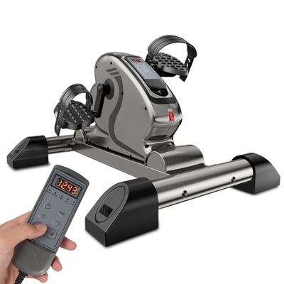 HNLIY Mini Exercise Bike Electric Pedal Exerciser with Upgraded Non-slip Base Remote Control Indoor Under Desk Bike for Hand, Arm, Knee, Leg Home Recovery Workout Equipment Elderly Motorized Exerciser