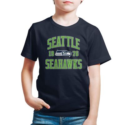 Hybrid Sports NFL - Seattle Seahawks - Established - Boys and Girls Short Sleeve Fan Shirt - Size X-Large - Seattle Seahawks - Navy