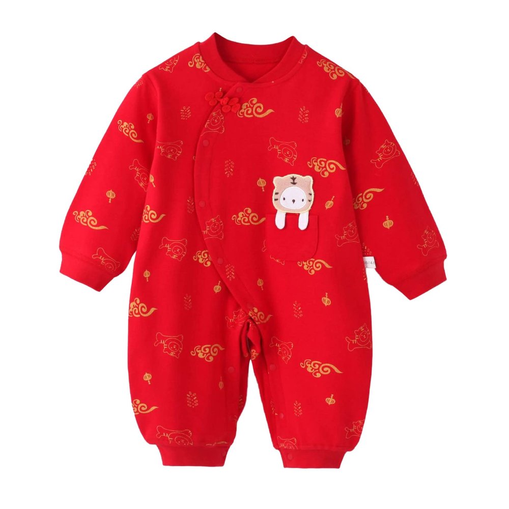 Baby Clothes Boy Winter Jumpsuit Newborn Infant Baby Girl Boy Calendar Chinese New Year Onesie Kimono (Red, 9-12 Months)