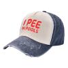I Pee in Pool Cowboy Hat Men Vintage Washed Baseball Cap Women Dad Hat Sun Hat Adjustable Trucker Hat Navy Blue view 1