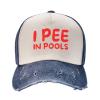 I Pee in Pool Cowboy Hat Men Vintage Washed Baseball Cap Women Dad Hat Sun Hat Adjustable Trucker Hat Navy Blue view 3