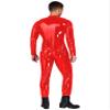 Lejafay Latex Men's Patent Leather Jumpsuits Wet Look Liquid Stretchy Tights Bodysuit Costume Long Sleeve Red E XX-Large view 2