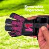 ONEKEEPER Vector Junior Goalkeeper Gloves  with Finger Protection/Removable Fingersaves  Soccer Goalie Gloves for Kids & Youth  3.5mm Semi-Pro Latex (Sizes 3-7) (Black and Pink, 4) view 4