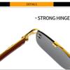 Retro Rimless Square Sunglasses for Men Women UV400 Protection Gold Leopard Head Metal Wood Frame Framless Lenses,Gold Tea,One size view 3