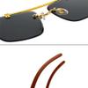 Retro Rimless Square Sunglasses for Men Women UV400 Protection Gold Leopard Head Metal Wood Frame Framless Lenses,Gold Tea,One size view 4