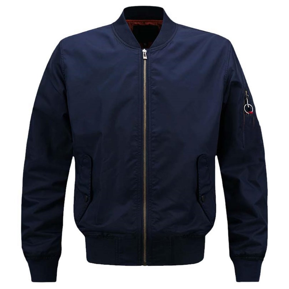 MQMYJSP Ma-1 Men Jacket Windbreaker Streetwear Baseball Coat Men's Spring Jacket Navy Blue M