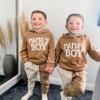 Ursobutegl Mamas Boy Clothes Toddler Baby Fall Winter Hoodies Outfit Letter Sweatshirt Top Jogger Pants Casual Tracksuit (Khaki, 2-3 Years) view 3