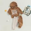 Ursobutegl Mamas Boy Clothes Toddler Baby Fall Winter Hoodies Outfit Letter Sweatshirt Top Jogger Pants Casual Tracksuit (Khaki, 2-3 Years) view 4