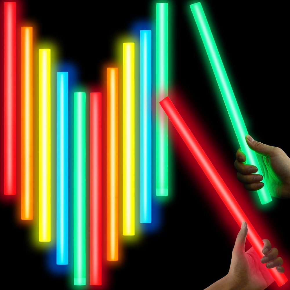 Lewtemi 10 Pcs Large Glow Sticks Jumbo, Bright Color, 16 Inch
