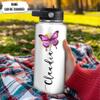 Hyturtle Personalized Butterfly Water Bottle - Custom Name Insulated Stainless Steel Bottle with Leak-Proof Lid 18oz 32oz - Animal Gift for Women Girls Butterfly Lovers - Birthday & Christmas Gift view 2