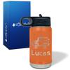 Kids Water Bottle Personalized with Name on 12 oz Orange Matte Ring Insulated Water Bottle view 2