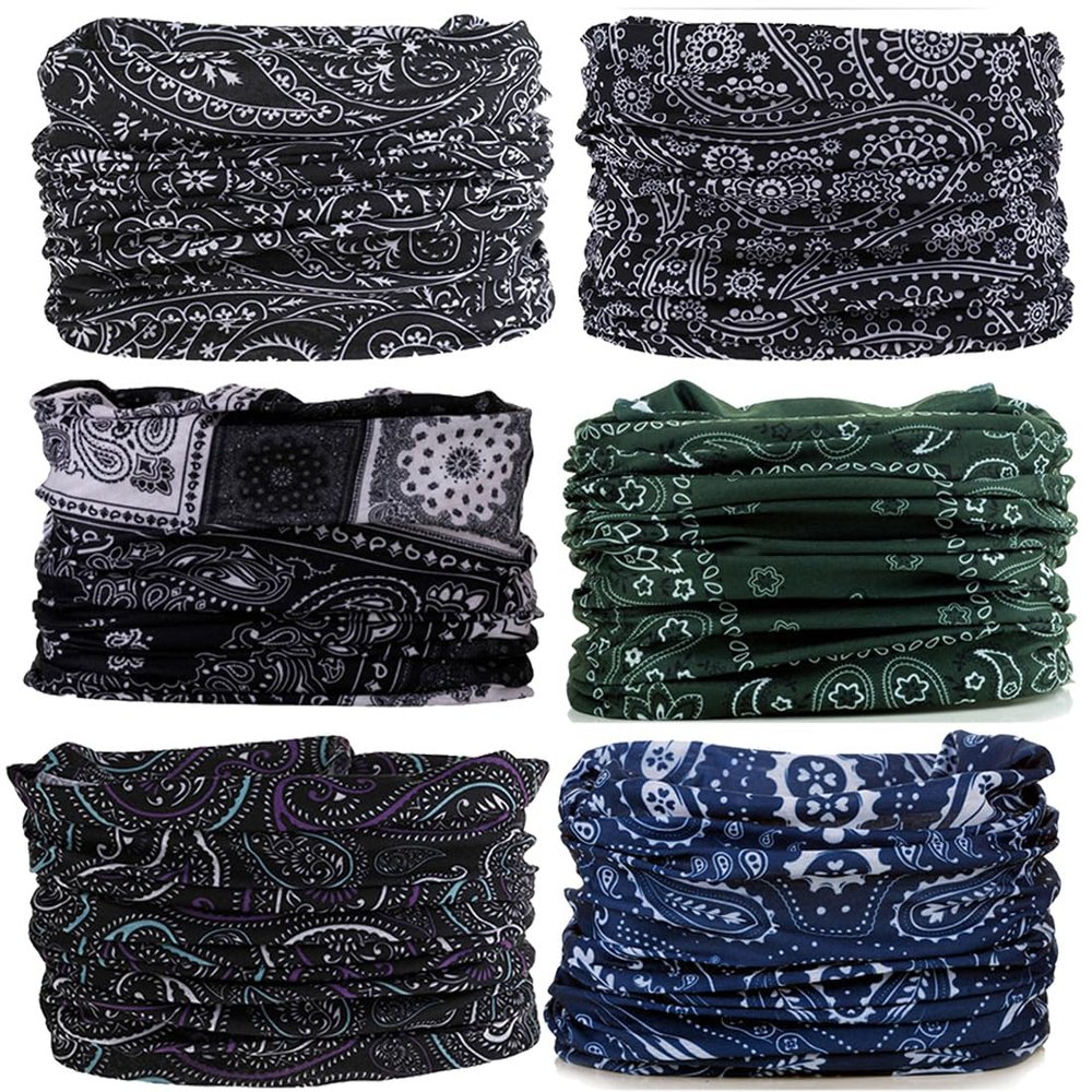 MOBEST Neck Gaiter Mask Face Scarf Bandana Tube Cover Headwear Balaclava Headband Headwrap for Men and Women (6-P5)