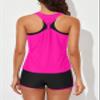 Aleumdr 3 Piece Athletic Bathing Suits Womens Tankini Swimsuits with Shorts Tank Tops with Bra and Boyshorts Rose XX-Large view 2