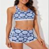 Aleumdr Three Piece Tankini Swimsuits for Women Athletic Bathing Suits Swim Tank Tops with Sports Bra and Boyshorts Bathing Suits Blue Small view 3