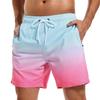 SILKWORLD Swim Trunks Men Quick Dry Bathing Suits Shorts with Zipper Pockets, MQ18_Zip_Blue & Rose Gradient, Small view 1
