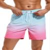 SILKWORLD Swim Trunks Men Quick Dry Bathing Suits Shorts with Zipper Pockets, MQ18_Zip_Blue & Rose Gradient, Small view 2