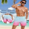 SILKWORLD Swim Trunks Men Quick Dry Bathing Suits Shorts with Zipper Pockets, MQ18_Zip_Blue & Rose Gradient, Small view 3