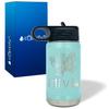 Kids Water Bottle Personalized with Name on 12 oz Seafoam Matte Ring Insulated Water Bottle view 1