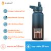 CIVAGO 32 oz Insulated Water Bottle With Straw, Stainless Steel Sports Water Flask Cup with 3 Lids (Straw, Portable Spout and Handle Lid), Double Walled Travel Thermal Canteen Mug, Cream view 3