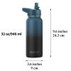 CIVAGO 32 oz Insulated Water Bottle With Straw, Stainless Steel Sports Water Flask Cup with 3 Lids (Straw, Portable Spout and Handle Lid), Double Walled Travel Thermal Canteen Mug, Cream view 4