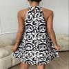 DUNBRI Women's Dress Allover Print Halter Neck Dress (Color : Multicolor, Size : Small) view 2