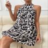 DUNBRI Women's Dress Allover Print Halter Neck Dress (Color : Multicolor, Size : Small) view 4