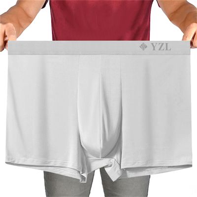 Men's Ice Silk Underwear Oversized big size 7xl 6xl 5xl Mens underwear boxer shorts 1Pieces Short Leg Underpants Men (7XL, light grey)