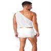 YiZYiF Men's Toga Costume Mythology Ancient Greek Caesar Roman Halloween Party Cosplay Fancy Dress Shorts White Large view 4