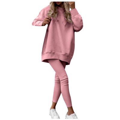 Women's Oversized Sweatshirts Casual Crewneck Pullover Long Pants Tops Sweatsuit Long Sleeved Tracksuit Two Piece Set