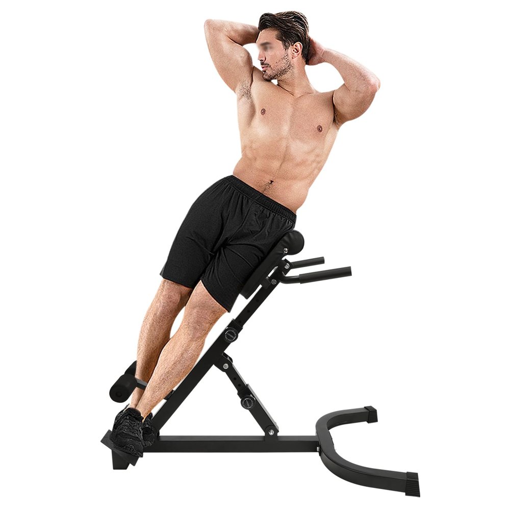 Hyperextension Bench with Adjustable Height and Back, Multi-functional Workout Bench, Back Extension Roman Chair, 330 Lbs Weight Capacity