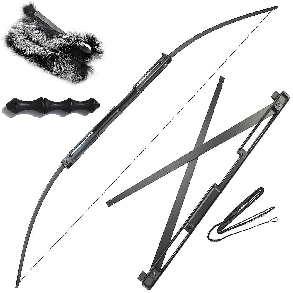 57" Collapsible Tactical Survival Bow Two Section Foldable 35-55Lbs Right Hand for Hunting Target (55LBS)