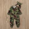 Toddler Boys Girls Fall Winter Clothes Camouflage Prints Footed Romper Jumpsuits Outfits with (Camouflage, 0-3 Months) view 2