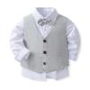YEAHDOR Toddler Boys 3Piece Formal Dresswear Suit Long Sleeve Dress Shirt +Tuxedo Vest +Pants Baptism Outfits Grey 5-6 Years view 2